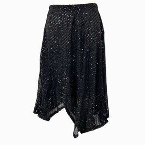 NWT EMBER BLACK SEQUIN HANDKERCHIEF SKIRT - S